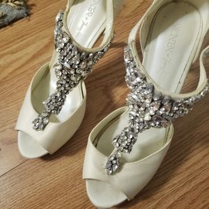 Creme shoes with rhinestones, size 8.5